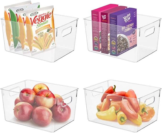 Amazon.com: Pantry Organizer, Clear Storage Bins, for Kitchen, Pantry, Cabinets, for Storing Pack... | Amazon (US)