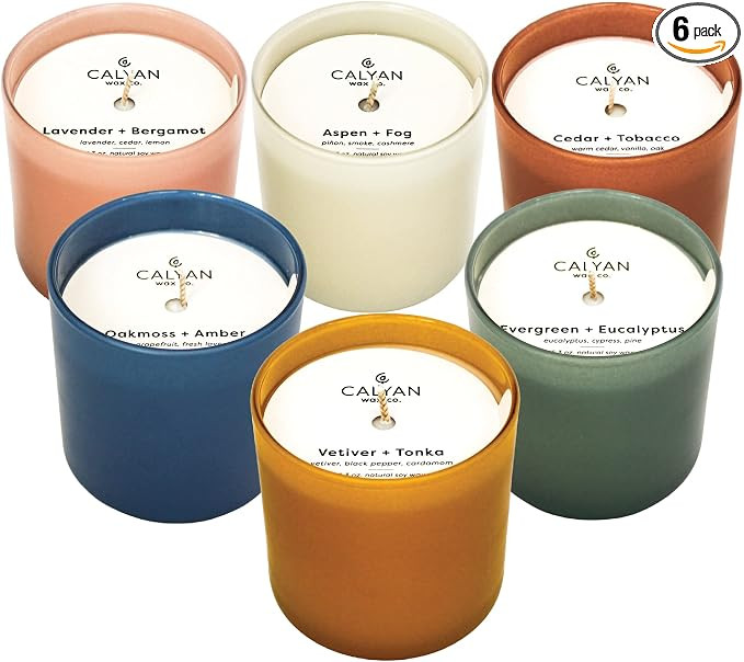 Calyan Wax Co. Scented Candle Gift Set, The Dignity Series Set of 6 Aromatherapy Soy Candles, Non... | Amazon (US)