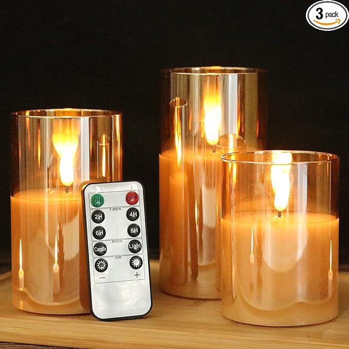 GenSwin Flameless Led Candles Flickering Battery Operated with Remote, Real Wax 3D Wick Moving Pi... | Amazon (US)