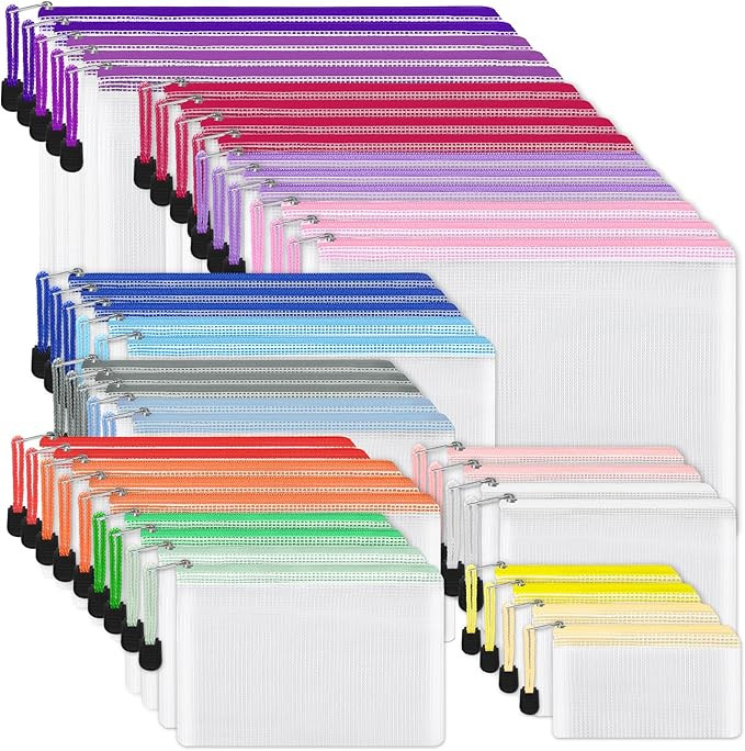 EOOUT 42pcs Mesh Zipper Pouch, 8 Sizes Waterproof Zipper Bags, 17 Colors, Multipurpose for Board ... | Amazon (US)