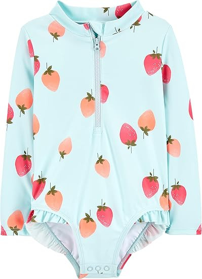 Simple Joys by Carter's Baby Girls' Long Sleeve Zipper One Piece Swimsuit | Amazon (US)