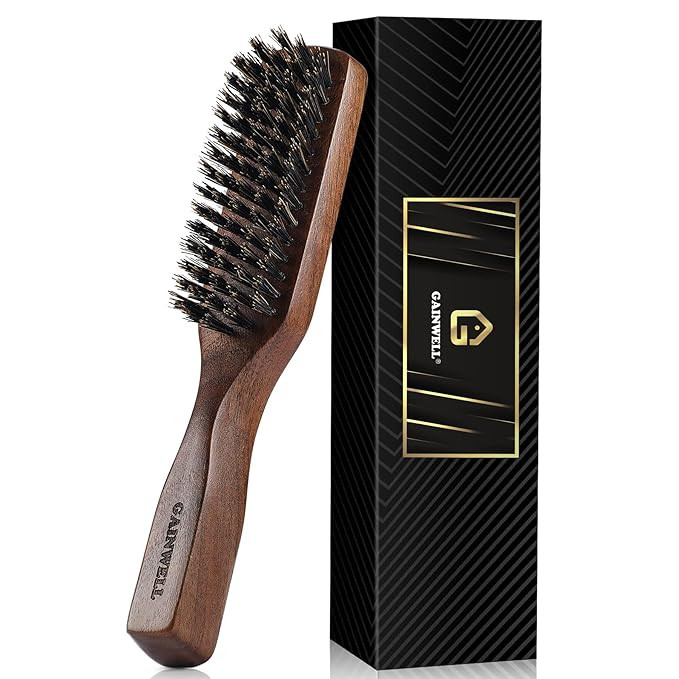 Mens Wild Boar Bristle Hair Brush for Men - Slick Back Hair Brush - Stiff Bristles for Thick Hair... | Amazon (US)