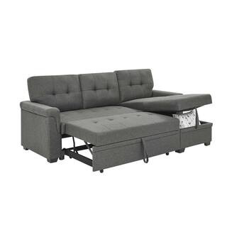 HOMEFUN 85 in. Modular Gray Polyester L-shaped 3 Seat Sofa Bed with Storage HFSN-B343S00026 - The... | The Home Depot