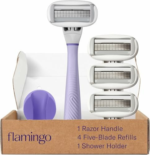 Flamingo Razors for Women, 1 Women's Razor Handle (Lilac), 4 Razor Five-Blade Refills, and 1 Shower Holder | Amazon (US)