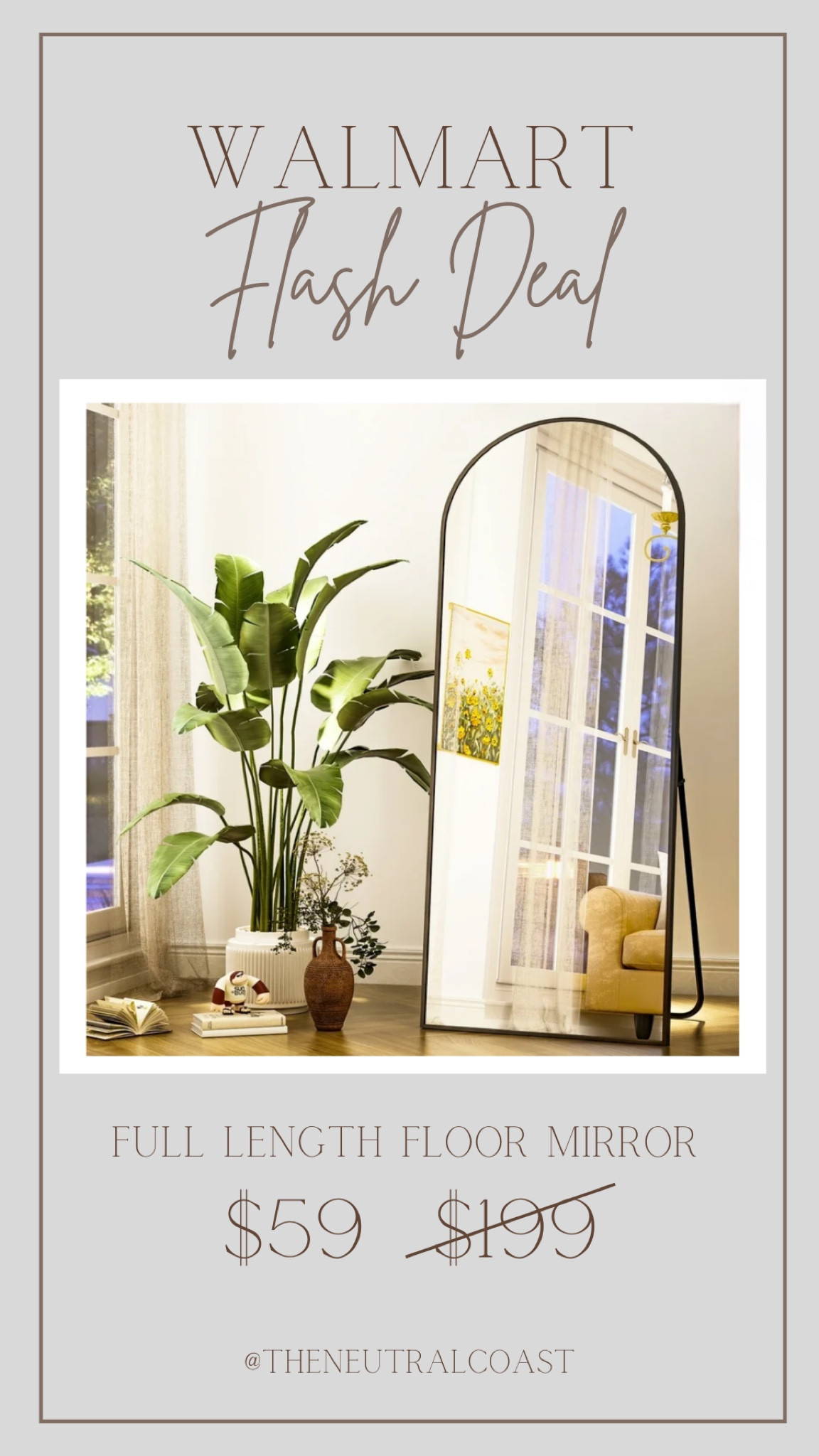 Flash sale! ✨ Hurry this deal won’t last long. 
This full length floor mirror will add elegance and drama to your bedroom, living area or entry way. 

Walmart finds. Flash sale.  Floor mirror. Full length mirror.  Neutral decor.  Neutral home.  Living room mirror.  Walmart home finds  


#LTKStyleTip #LTKHome #LTKSaleAlert