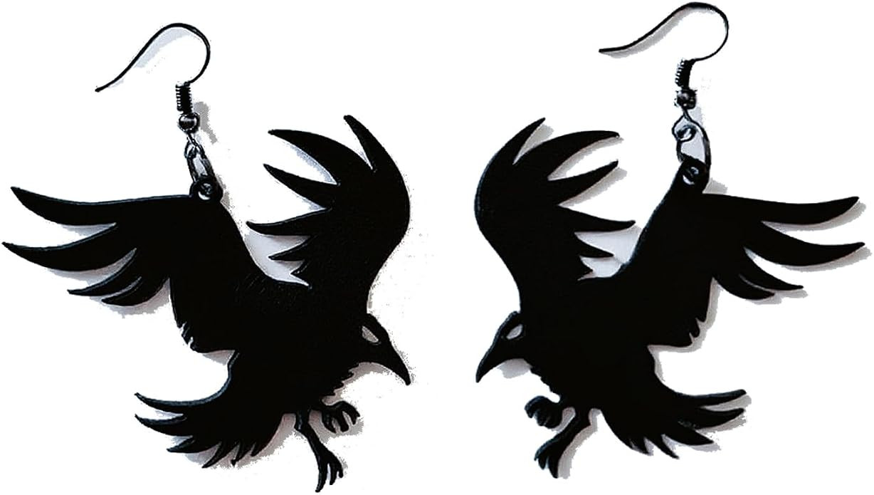 Gothic Black Crow Earrings for Women Vintage Punk Raven Earrings Halloween Costumes Jewelry Gifts | Amazon (US)