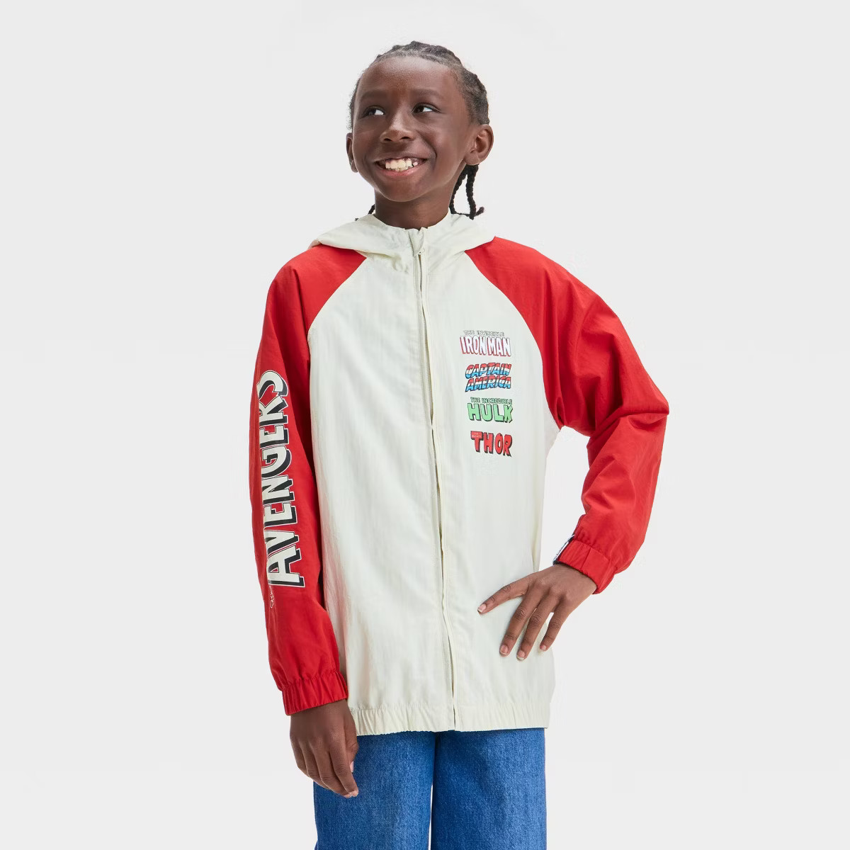 Boys' Avengers Raglan Hooded Jacket - Red/Beige | Target