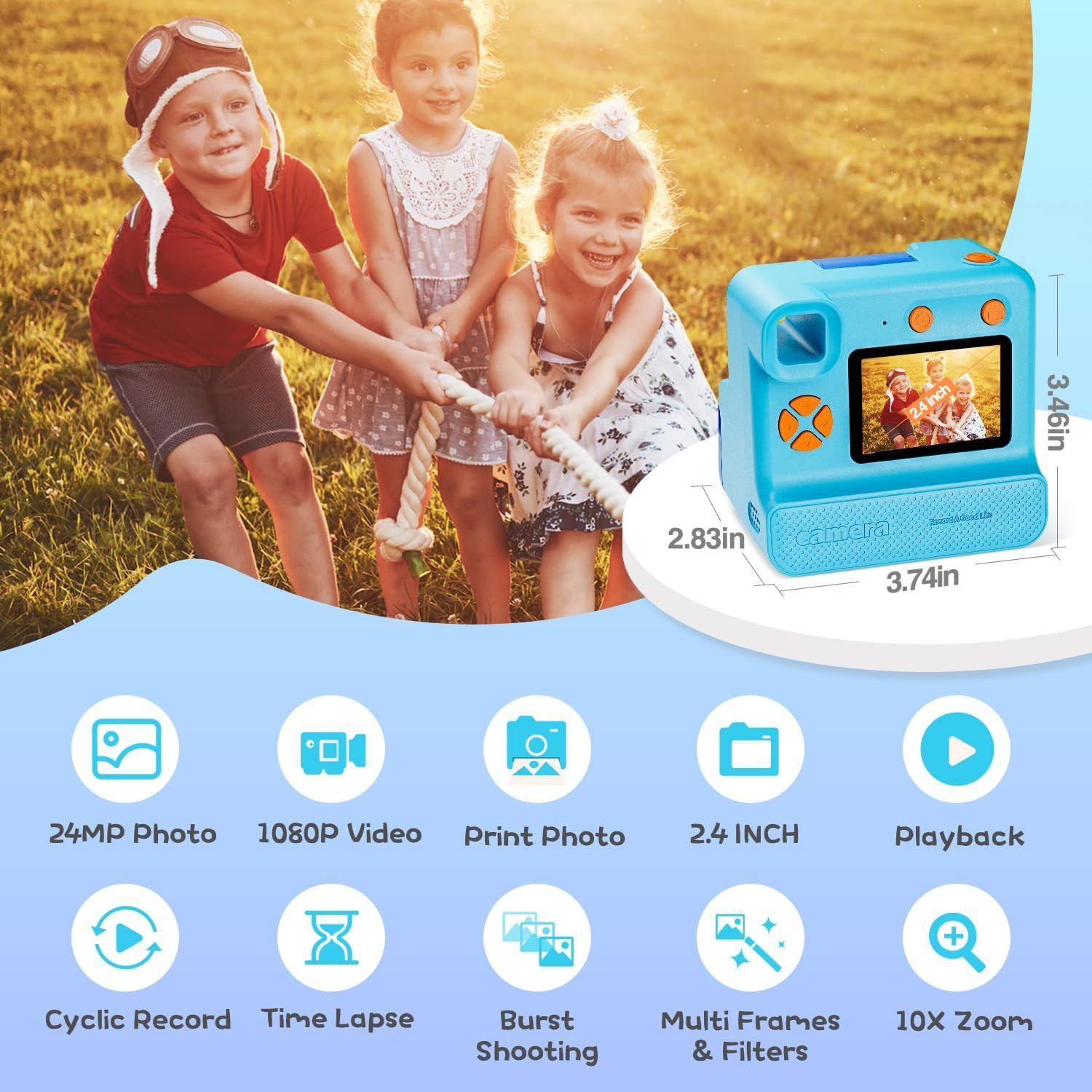 Kids Camera Instant Print, Christmas Birthday Gifts for Girl Boys 3-12 Years Old, FHD Selfie Digi... | Amazon (US)