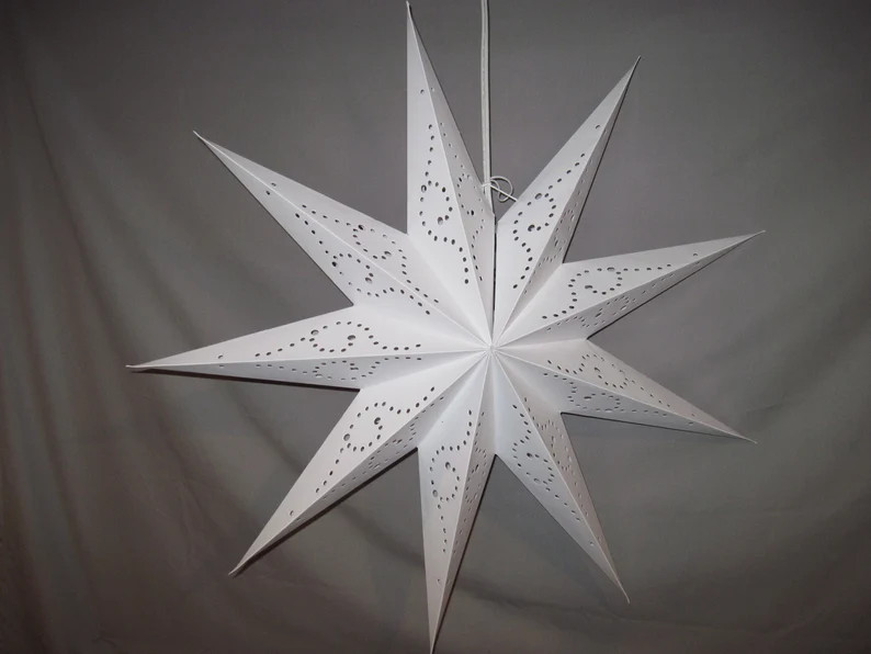 White 9 point Folding Paper Star Lantern Light, includes power cord | Etsy (US)