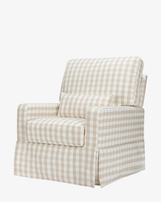 Crawford Pillowback Comfort Swivel Glider in Gingham | McGee & Co.