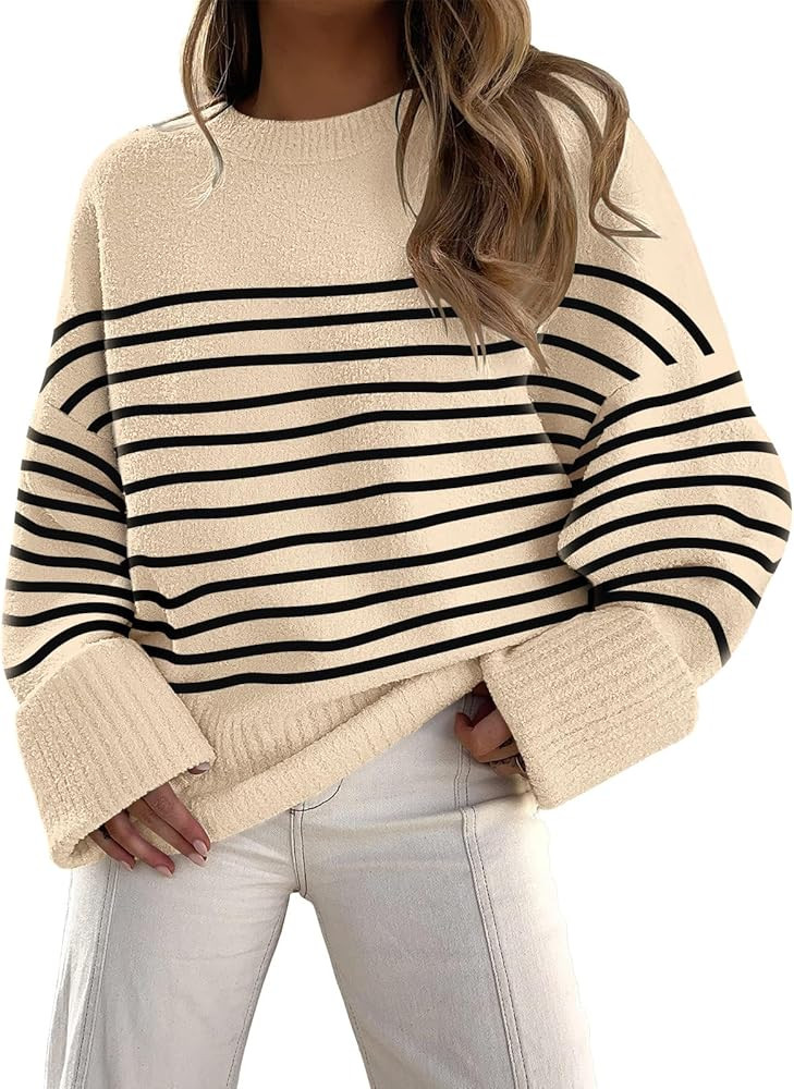 LILLUSORY Women's Oversized Sweaters 2023 Fall Fuzzy Chunky Warm Pullover Sweater | Amazon (US)