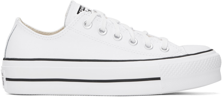 Converse White Chuck Taylor All Star Platform Leather Sneakers | SSENSE