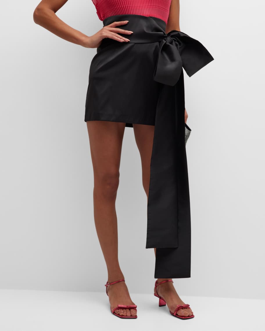 BERNADETTE Taffeta Mini Skirt w/ Bow Detail | Neiman Marcus