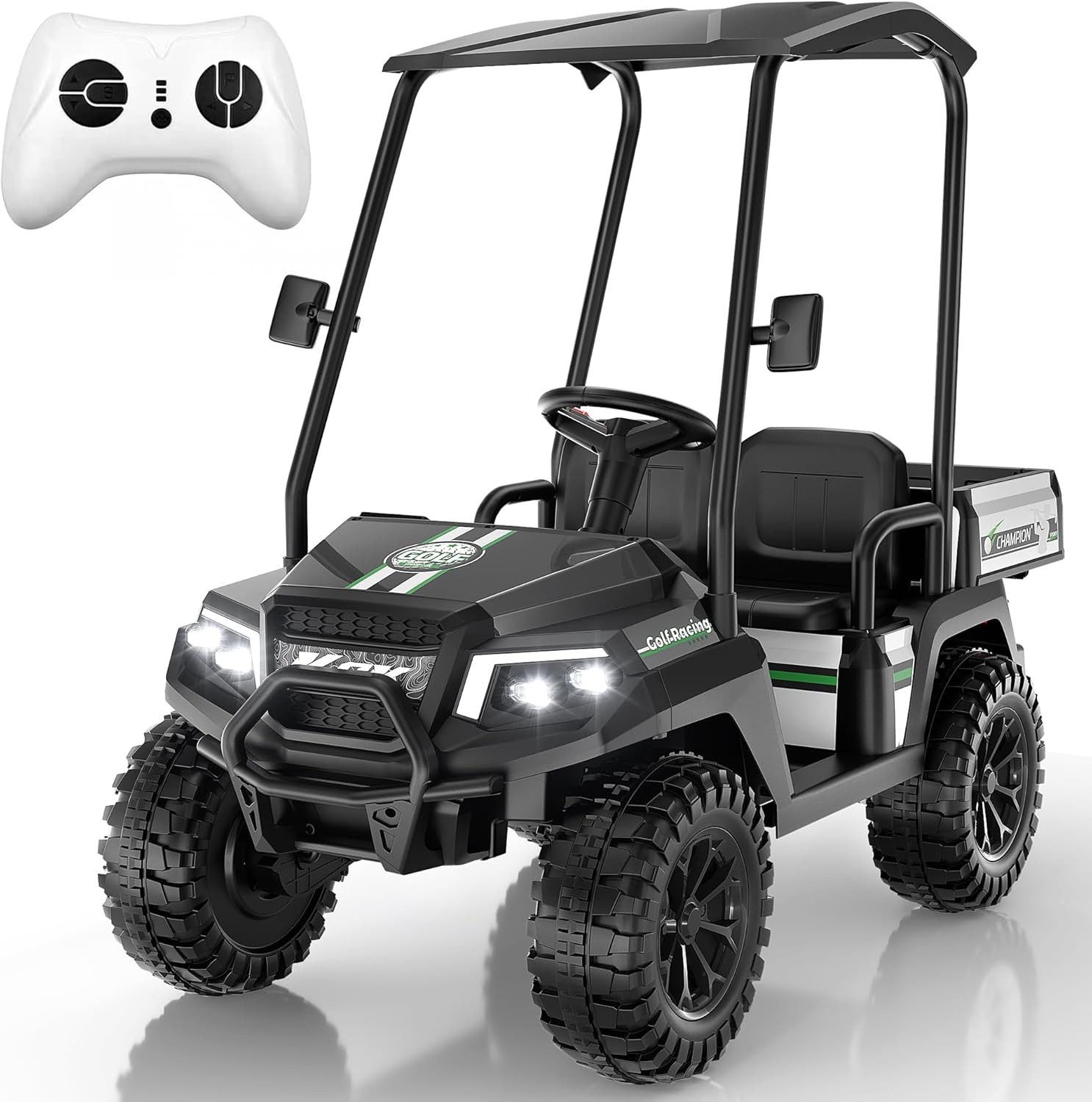 Kids Golf Cart w/Detachable Awning–4WD 2 Seater Ride on Car w/Large Storage Trunk, Remote Contr... | Amazon (US)