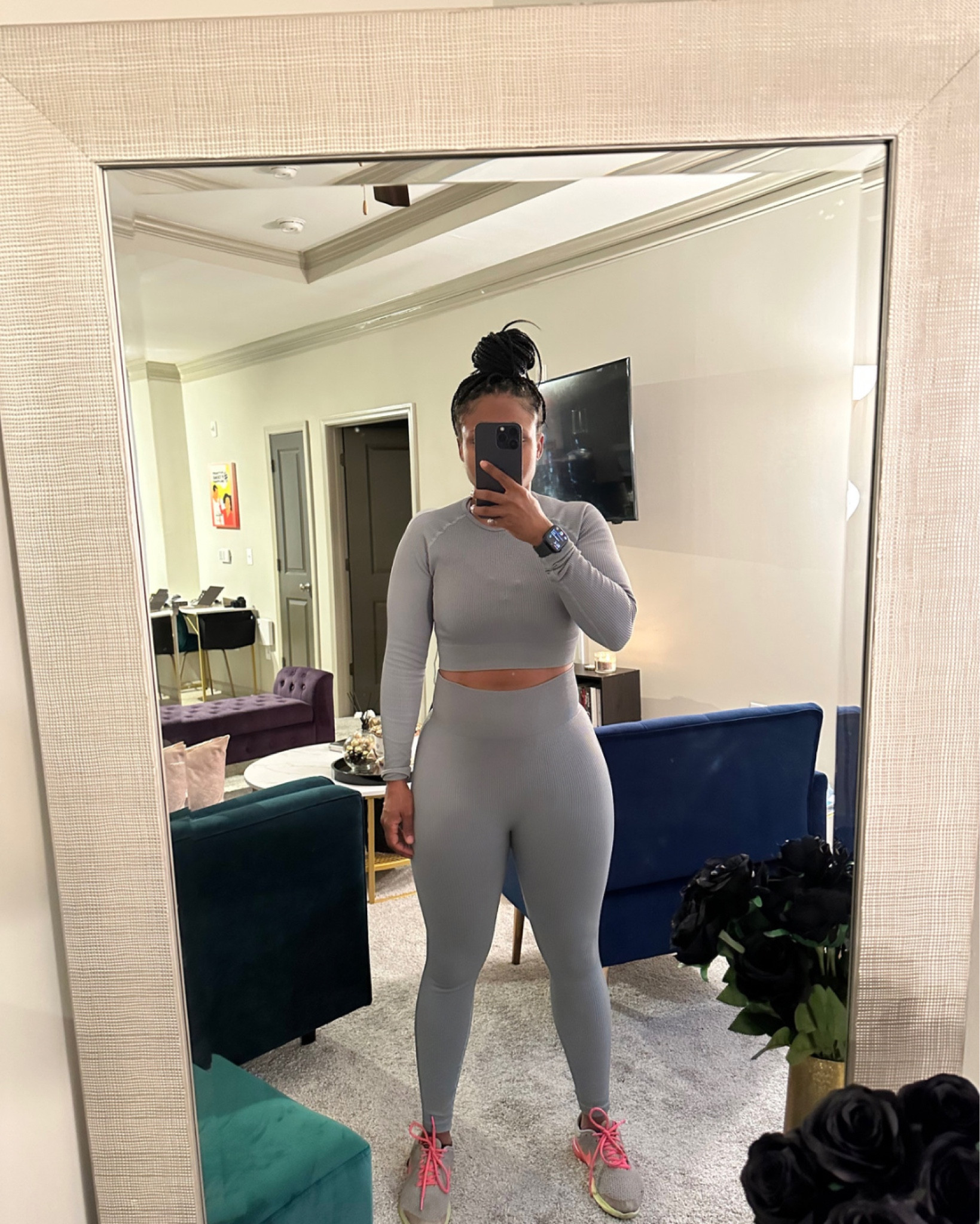 Anything that makes working out easier I’m all for! I love sets because you don’t have to look far to find something to match. 
This is a size medium but I should have purchased a small. I like my workout clothes to fit tight and suck me in! This set is squat  friendly! 

#workout #workoutsets #ltkstyletip 

#LTKcurves #LTKFind #LTKfit