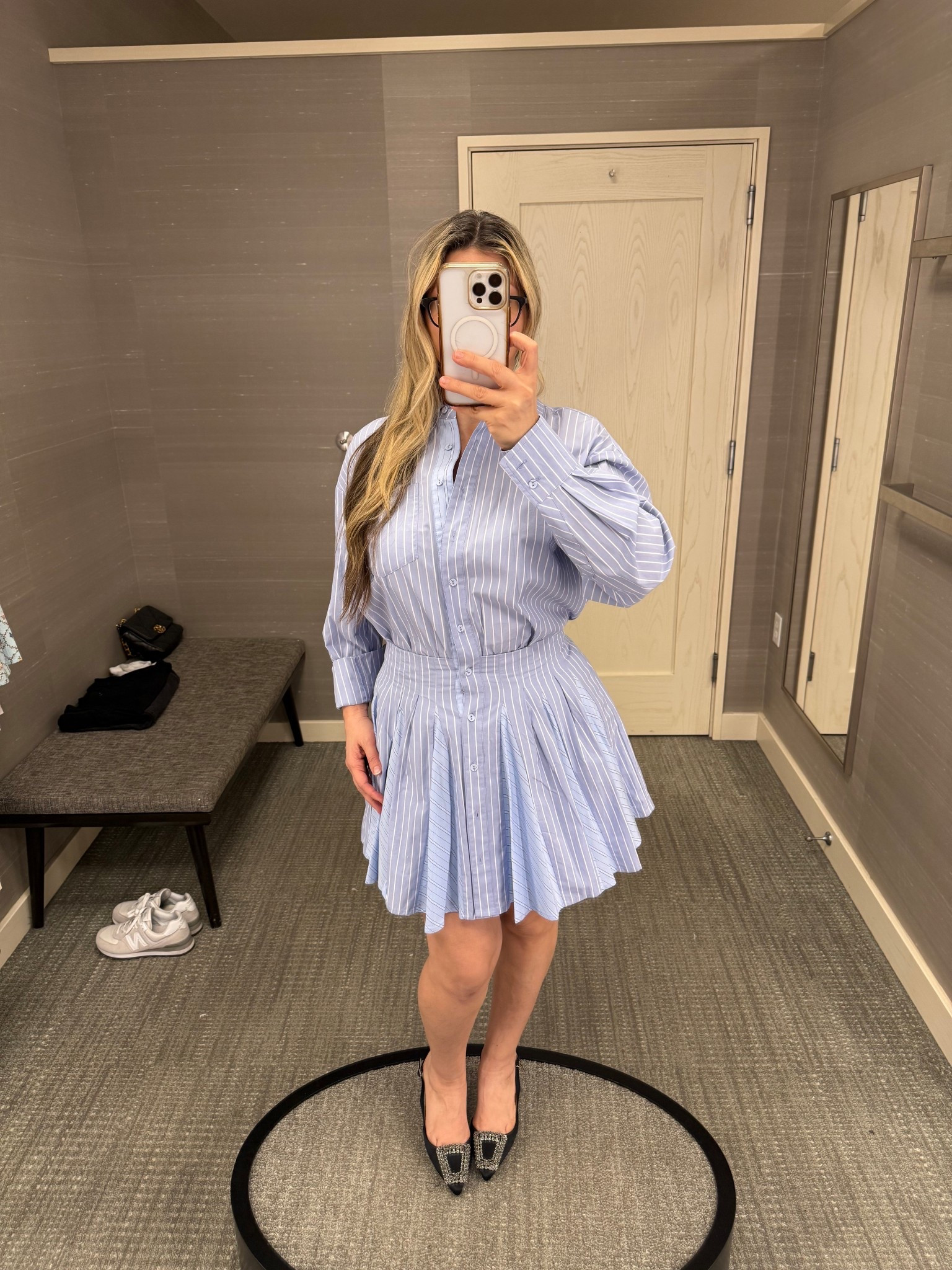 This looks like a two piece set but is actually a dress. Great as an Easter option and you can wear it again and again! You can unbutton it and wear a tank or lace bralette under also! It’s super cute. (Oops don’t mind the button I missed on the skirt 🫣) I love the fun and flirty skirt🩵💙
I’m 5’3, 130lbs wearing size 6

#LTKSeasonal #LTKOver40 #LTKootd