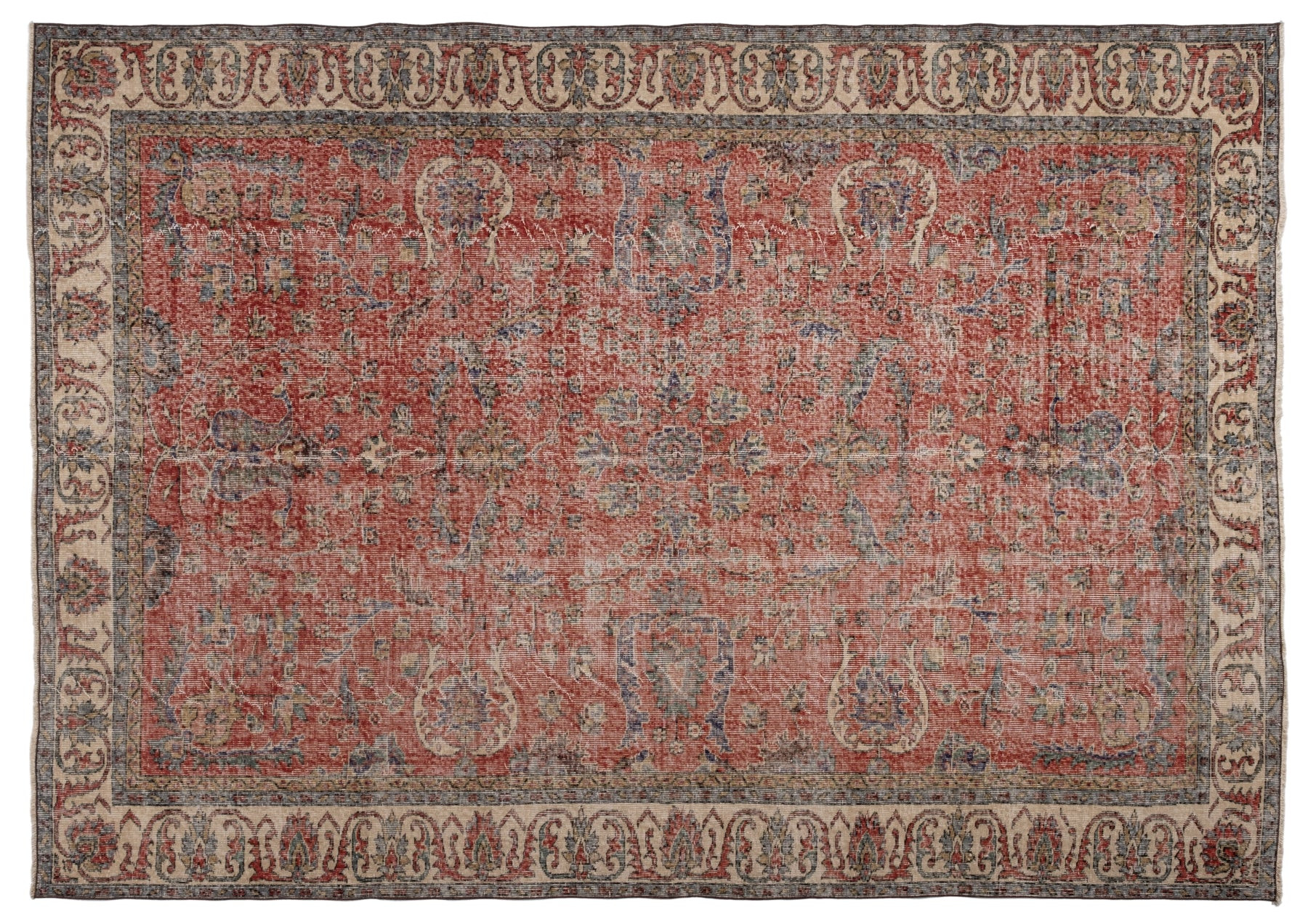 7'3" x 10'5" Vintage Persian Rug, Red - Marai | Revival Rugs Inc
