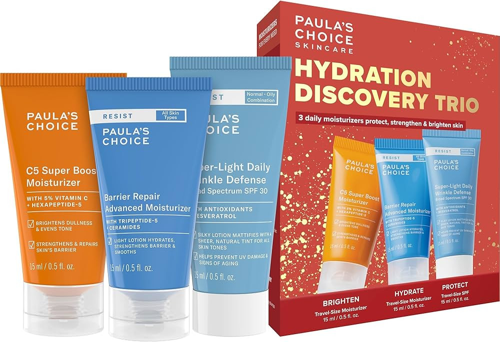 Paula’s Choice Hydration Trio Travel Essentials Mini Kit, Includes C5 5% Vitamin C Moisturizer,... | Amazon (US)