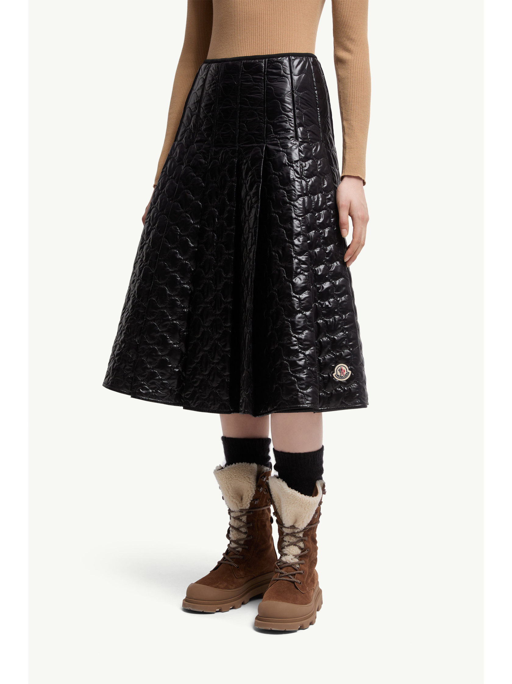 Square-Quilted Padded Midi Skirt | Senser US