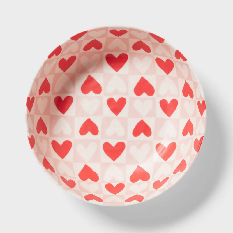4.2qt Valentine's Day Melamine Checkerboard Heart Salad Bowl - Threshold™ | Target