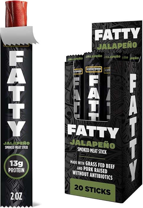 FATTY Meat Sticks, Made with Grass Fed Beef, Pork Raised Without Antibiotics, 13g Protein Per Ser... | Amazon (US)
