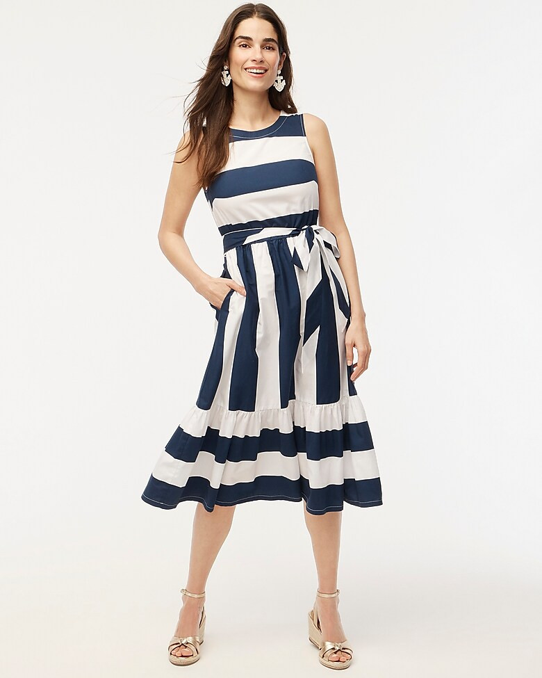 Striped poplin midi dress | J.Crew Factory