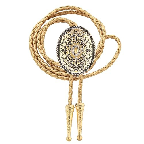 GelConnie Bolo Tie for Women Gold Leather Cord Handmade Floral Bolo Tie For Men Cowboy Necklace Gold Jewelry for Men Western Ties | Amazon (US)