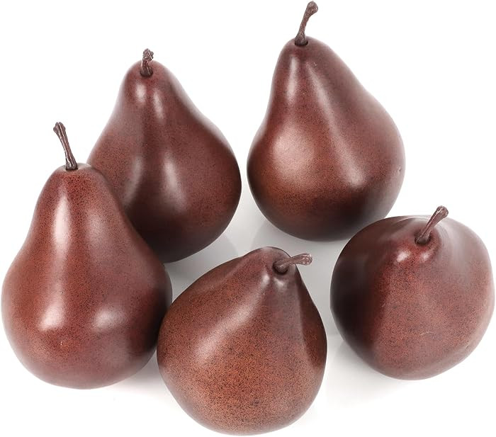5 Pcs Faux Brown Pears Artificial Fruit Decorations Lifelike Brown Pears Fake Fruits for Decorati... | Amazon (US)