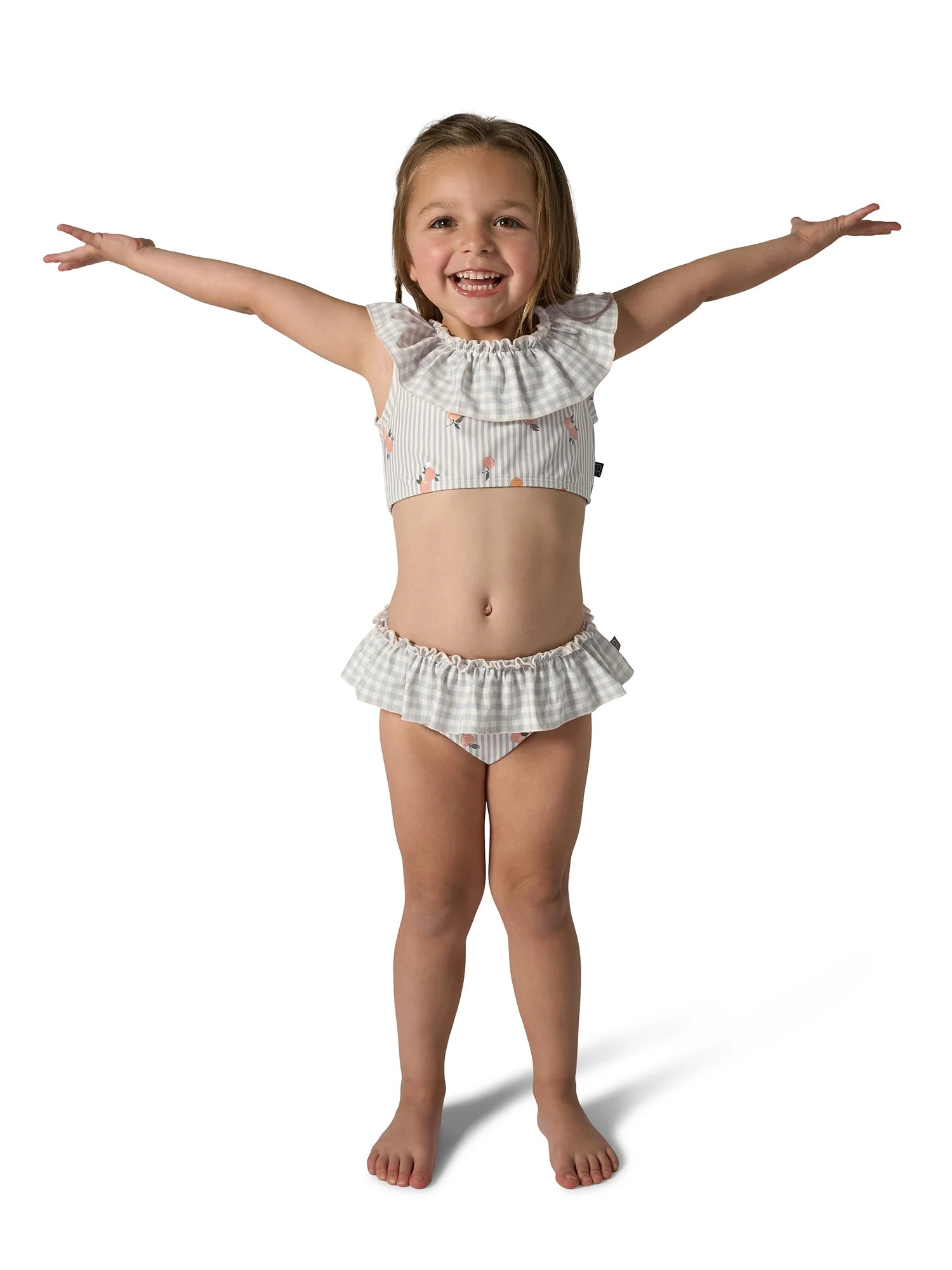 Modern Moments by Gerber Toddler Girl Swimsuit with Neck Ruffle, 2-Piece, Sizes 12M - 5T | Walmart (US)