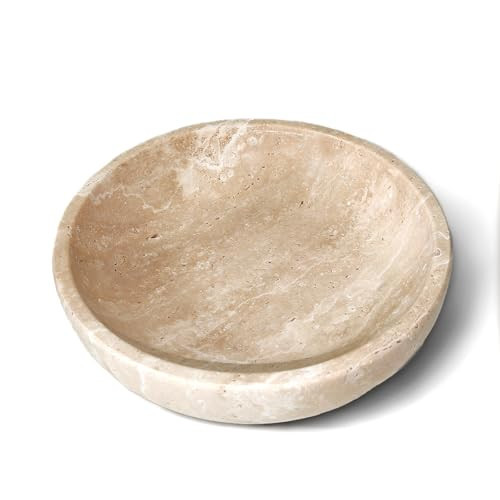 Large Decorative Marble Bowl, 7.87 inches,Natural Stone Round Bowl for Home Decor, Fruit, Nuts, Jewelry tray,Coffee Tables Centerpiece, Soap Serving (beige) | Amazon (US)