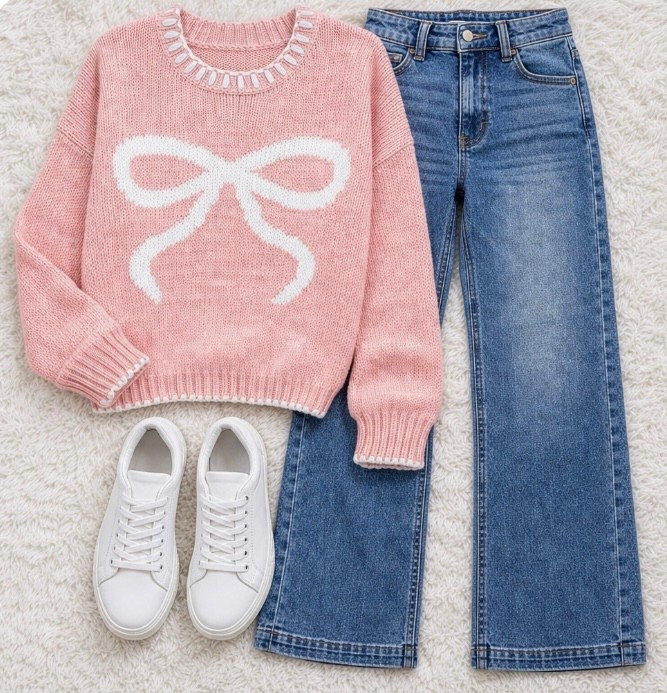 Casual and cute 💗 Loving this pink bow sweater paired with wide-leg denim and classic white sneakers. The perfect everyday outfit that’s comfy but still put together.



#LTKMidsize #LTKootd #LTKSeasonal
