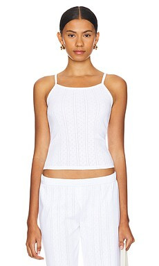 Cou Cou Intimates The Regular Picot Tank Top in White from Revolve.com | Revolve Clothing (Global)