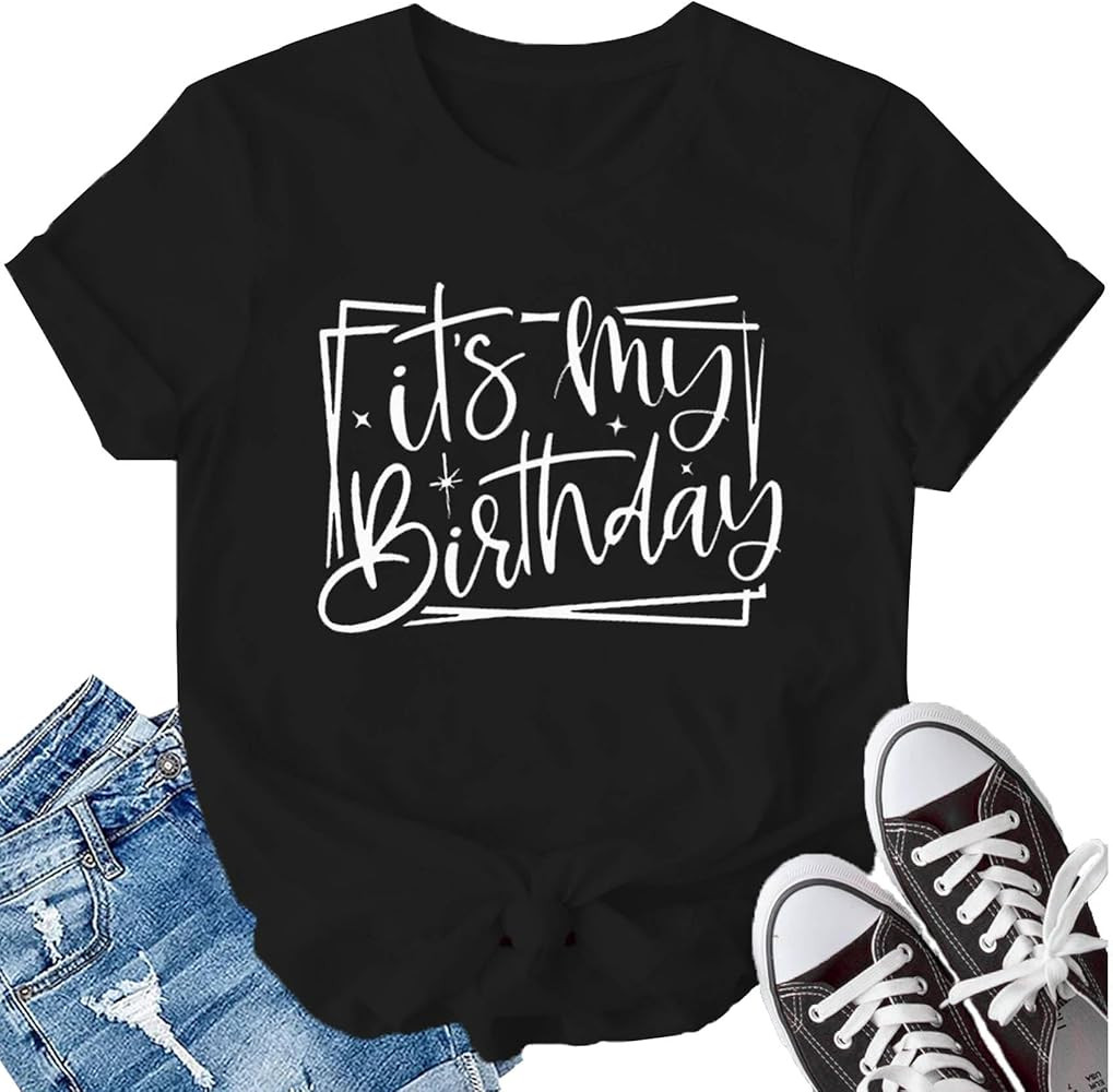 LBP Birthday Shirts for Women It's My Birthday Shirt Crew Tee Bday Party Tops | Amazon (US)