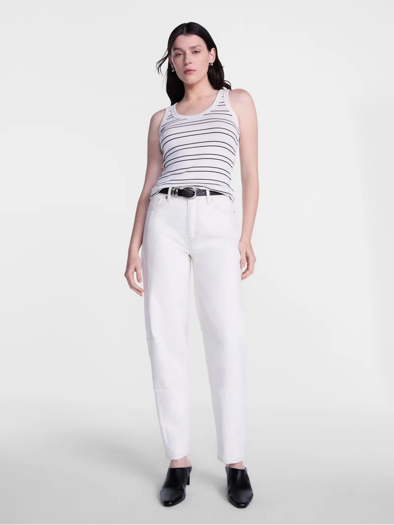 Scenario Women's and Women's Plus High Rise Barrel Jeans, 26", 28" Inseam, Sizes 0-28W | Walmart (US)