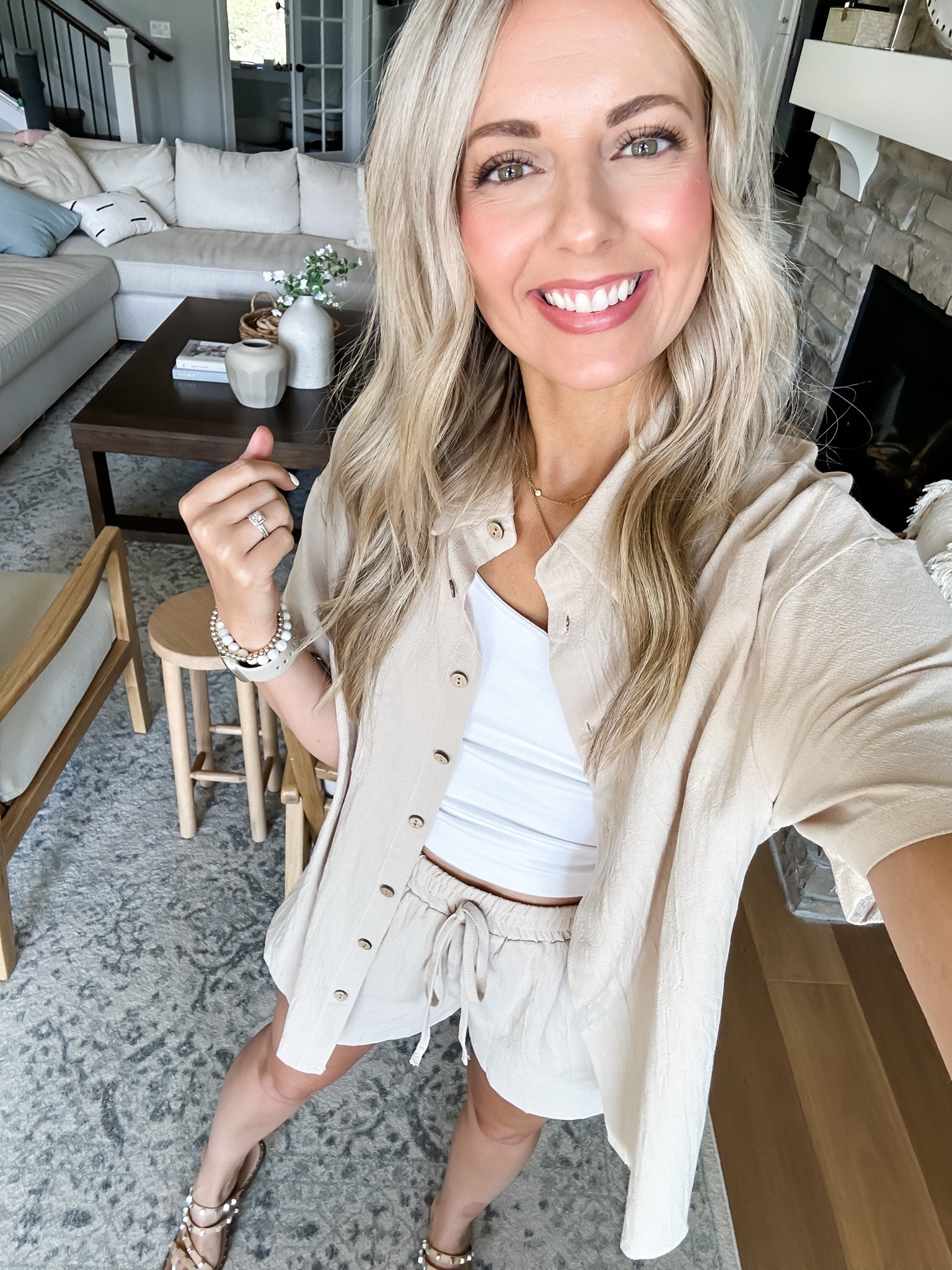 Amazon two piece set 🖤 Perfect casual summer outfit or swim cover up! Comes in several color options. 

Button down short sleeve collared top, with matching shorts with pockets on non-function tie at the waist. 

Bottoms run slightly big, but I still went with my normal size small!

#LTKunder50 #LTKtravel #LTKstyletip