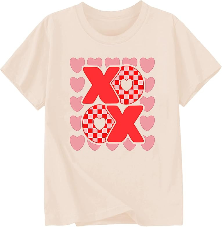 Toddler Girls Valentine's Day Shirt Cute Love Heart T-Shirts Kids Valentine's Day Shirts 2-10 Yea... | Amazon (US)