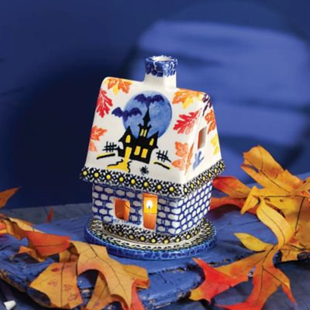 2022 Edition Halloween Polish Pottery Haunted House Luminary - Etsy | Etsy (US)