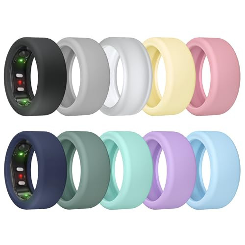 MAKCPOIMER 10 Pack Ring Cover for RingConn Gen 2, Elastic Silicone Ring Protector for RingConn Gen 2 Air Working Out Accessories Men Women (All 10 Colors-4, S (7/8/9/10/11)) | Amazon (US)