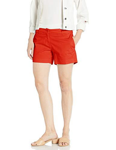 Nautica Women's Comfort Tailored Stretch Cotton Solid Short Shorts, Papaya, 6 | Amazon (US)