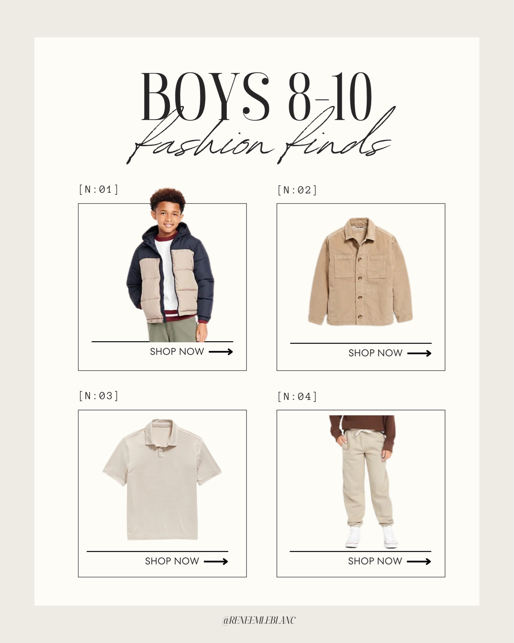 These cool picks for boys 8-10 are perfect for school, hang outs, and everything in between. Functional, cool, and mom-approved 💯 Shop these finds for your big guy today! 🌟 #BoysSpringStyle"

#BoysFashion, #KidsStyle, #CoolKidsClothes, #SpringOutfits, #LTKkids, #BoysWardrobe, #TrendyKids, #KidStyleGoals, #MomApprovedLooks, #SpringVibes, #StylishBoys, #CasualKidsFashion, #EffortlessKidsStyle, #EverydayKidsWear, #LTKfamily, #FreshSpringLooks, #KidsOutfitIdeas, #CoolBoyLooks