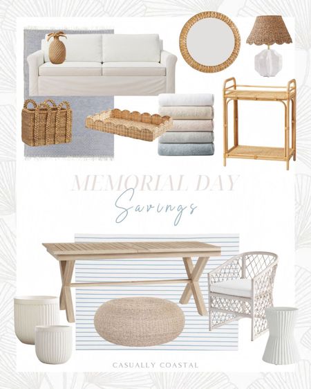Some coastal Memorial Day sale picks from my favorite stores!
-
Pottery Barn, Ballard designs, Pottery Barn Kids, Serena & Lily, McGee & Co, slipcovered sofa, outdoor woven coffee table, Capistrano dining chair, outdoor chairs, outdoor dining table, X trestle table, patio table, outdoor rug, performance rug, coastal rug, living room rugs, 8x10 rugs, 9x12 rugs, 5x8 rugs, serena & lily rugs, Lido stripe rug, Kingsbury rug, rattan bassinet, PB Kids, ruffle accent lamp, white lamps, coastal lamps, rattan lampshade, ribbed planter, outdoor planter, scallop rattan tray, cane bar cart, cocktail bar, handwoven mirror, seagrass round mirror, pineapple pillow, summer pillows, whimsy, beachcomber basket, white sofa, coastal home decor, coastal decor, beach house decor, sale round up, Pottery Barn Memorial day sale, casually coastal  

#LTKSeasonal #LTKhome #LTKsalealert
