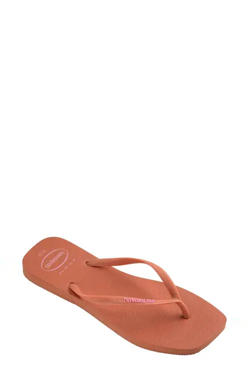Havaianas Slim Square Logo Flip Flop in Pink Clay at Nordstrom, Size 11 | Nordstrom