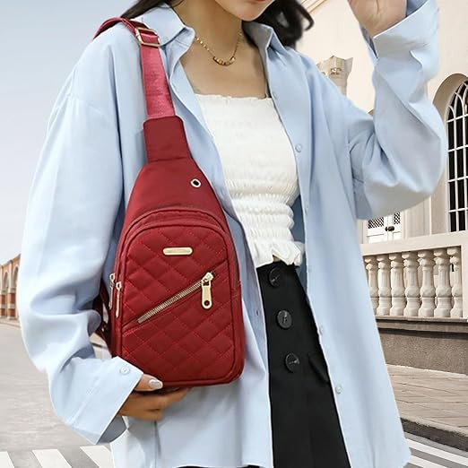 Diagonal Zipper Sling Bag Adjustable Crossbody Shoulder Purse for Women Men Lightweight Professio... | Amazon (US)