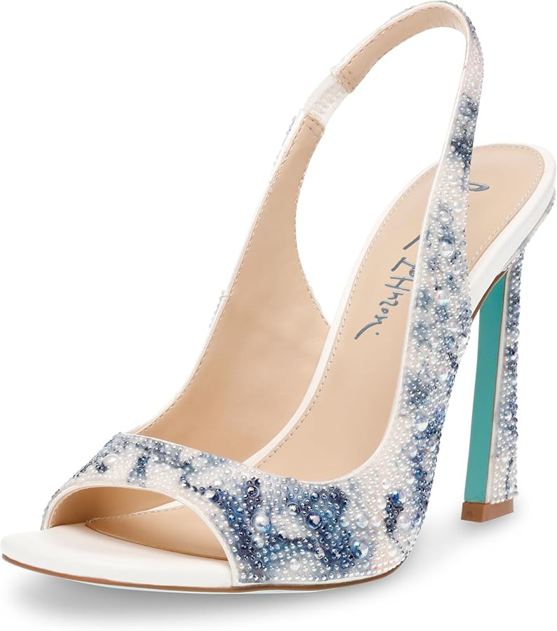 Betsey Johnson Womens Mina Faux Leather Peep-Toe Slingback Heels | Amazon (US)