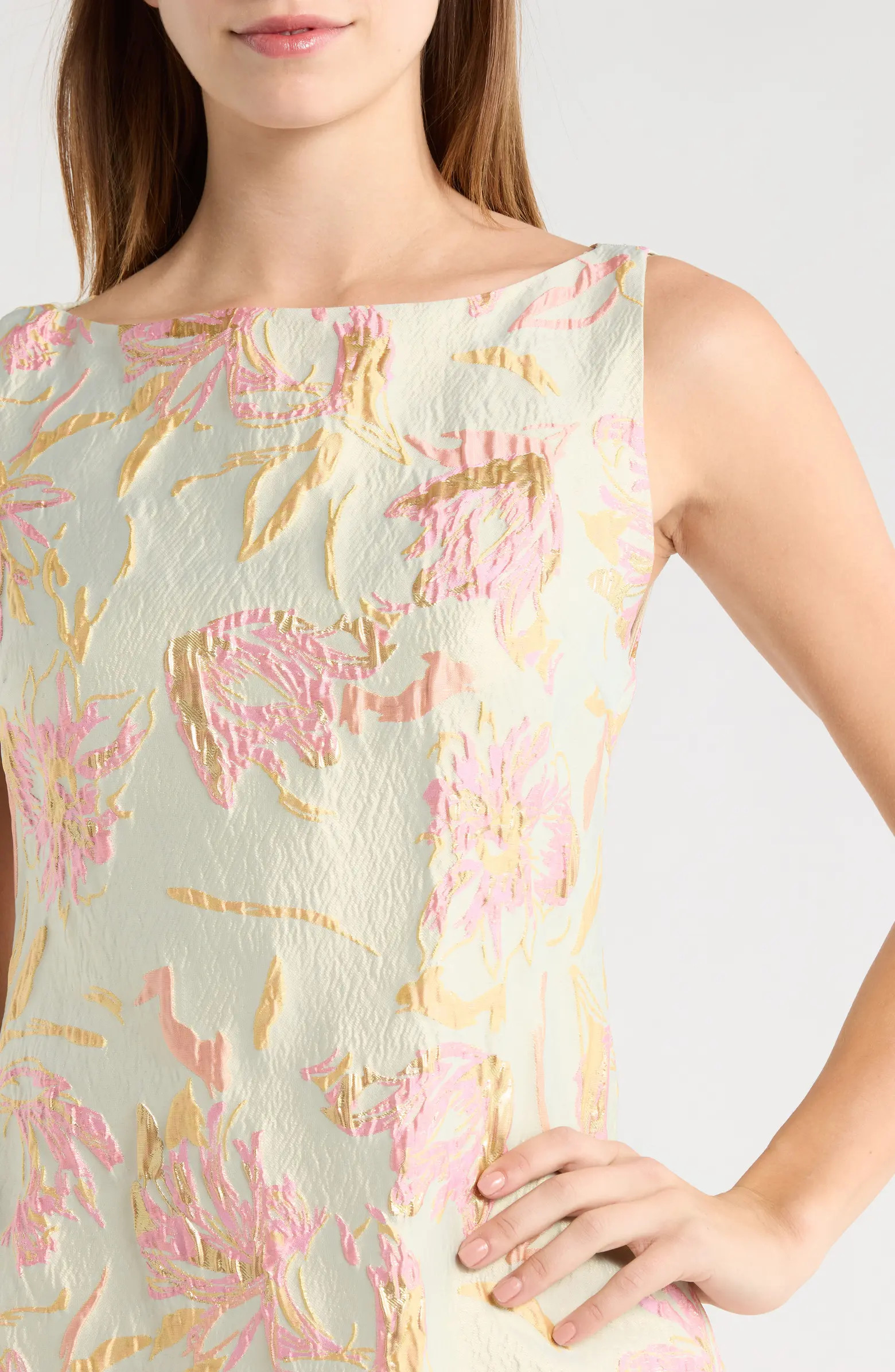 STAUD Mimi Metallic Foral Satin Brocade Dress | Nordstrom | Nordstrom