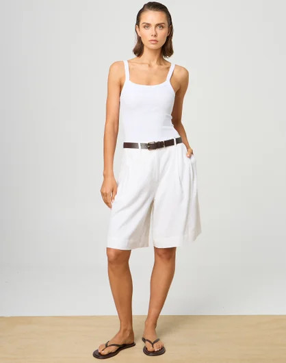 Linen Blend Longline Tailored Short | Glassons (Australia)