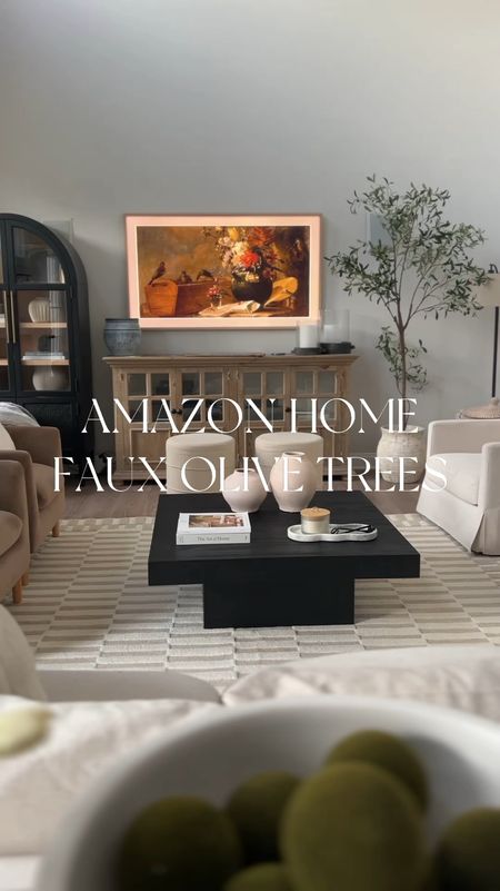 Amazon home, faux olive tree, modern organic, Loloi rug, coffee table, bookcase, bookshelf, chair 

#LTKHome #LTKVideo