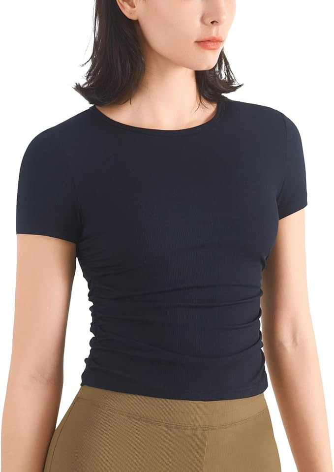 altiland Workout Cropped T Shirts for Women, Athletic Gym Yoga Running Exercise Tops Short Sleeve... | Amazon (US)