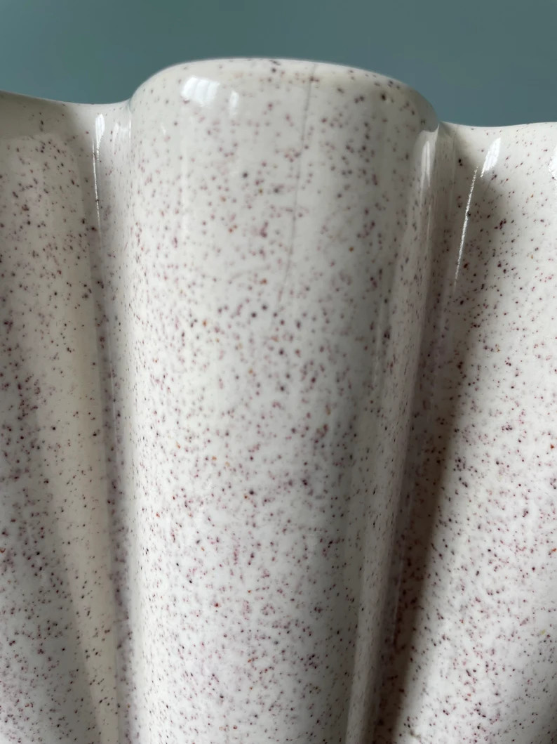 Vintage Brush Pottery Gladiola Fan Vase Ceramic Ivory Cream White Purple Fleck Large 721 Art Deco | Etsy (US)