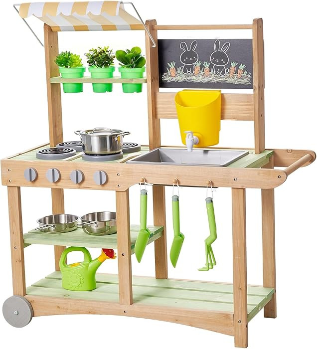 VEVOR Mud Kitchen, Outdoor Mud Kitchen for Kids, Wood Outdoor Play Kitchens with Spoons, Sink, Su... | Amazon (US)